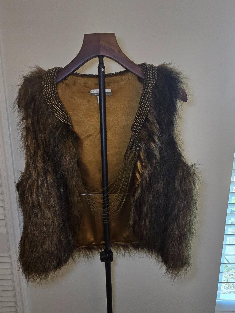 Medium Faux Fur vest with Chain Detail
